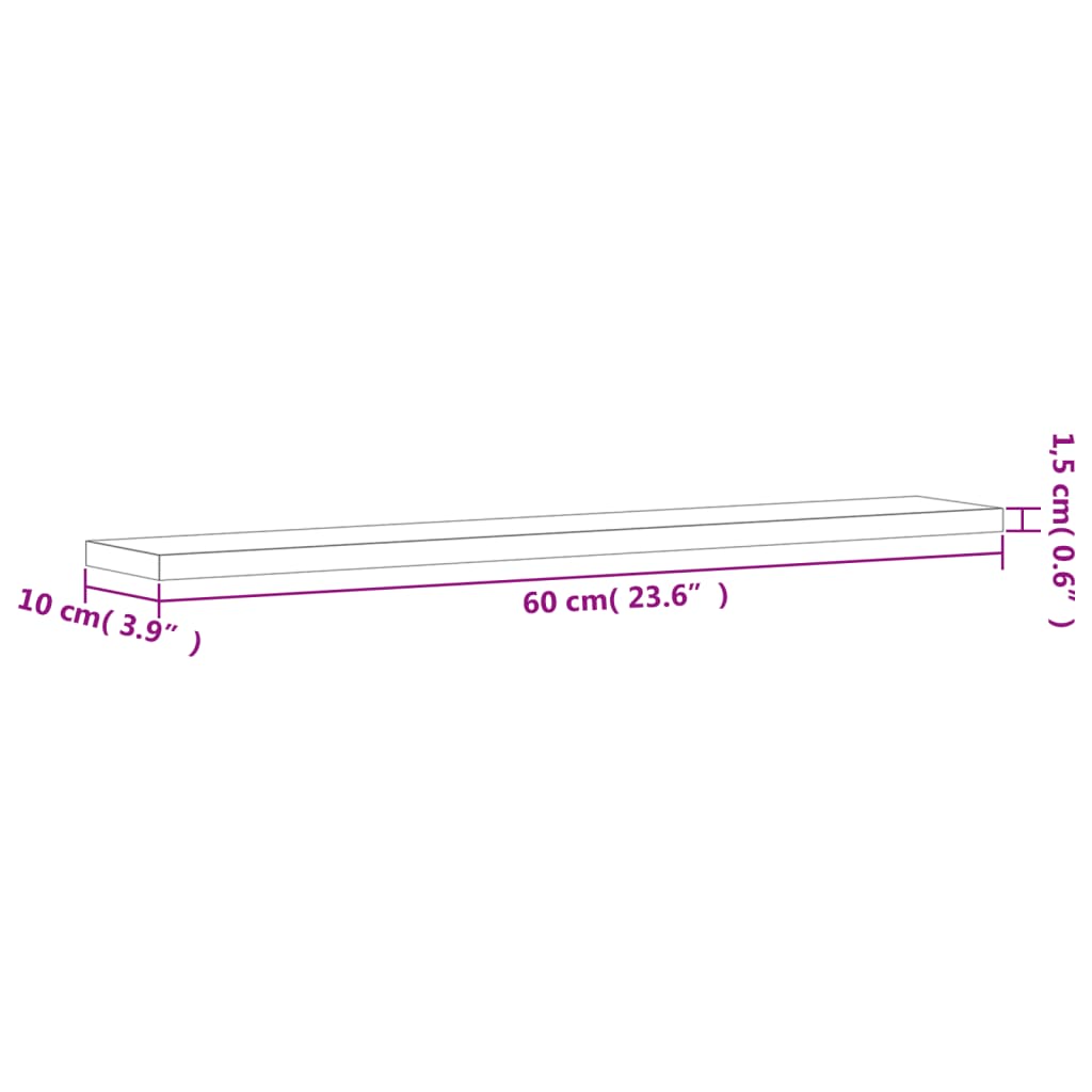 Mensole Parete 4pz Rovere Fumo 60x10x1,5 cm Legno Multistrato