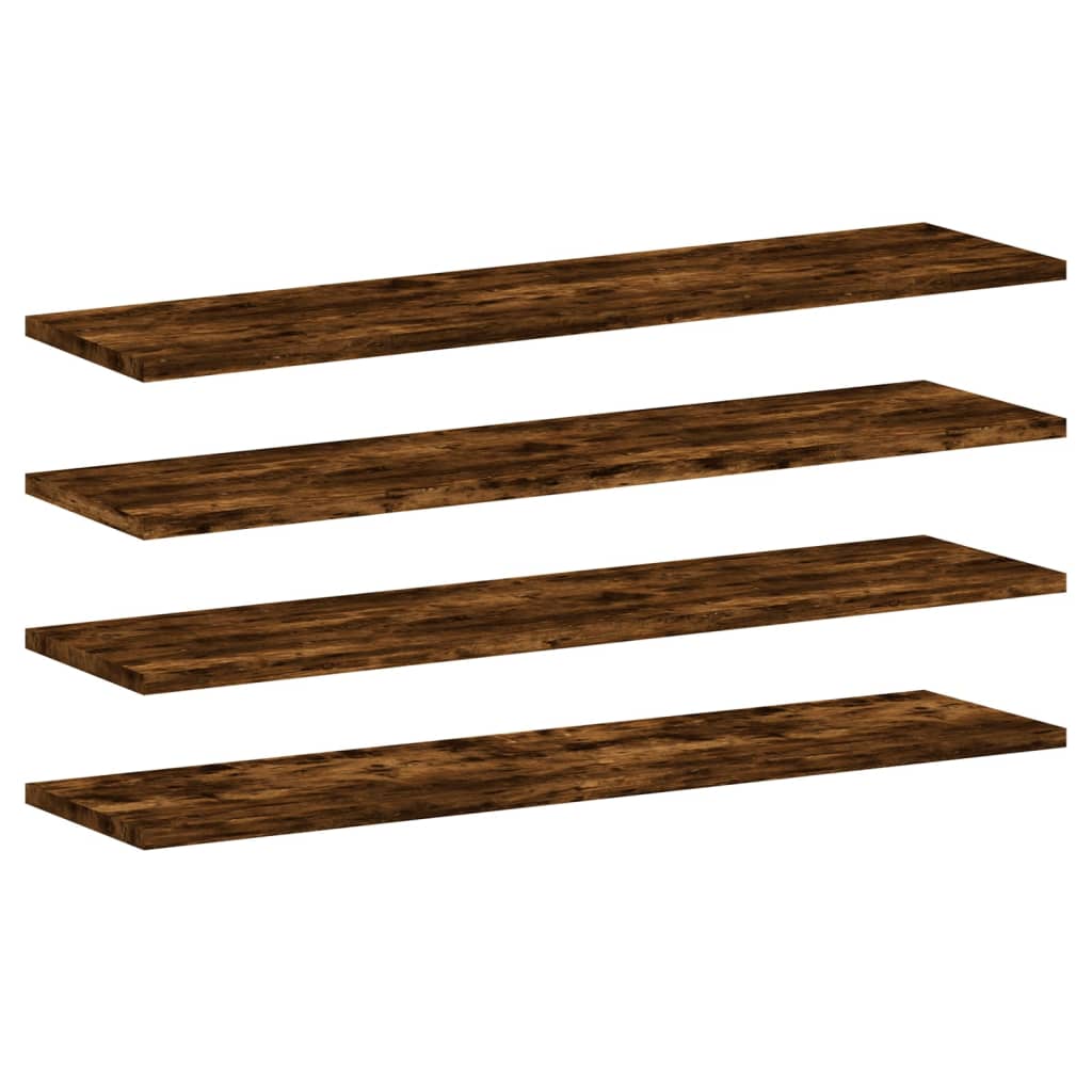 Mensole Parete 4pz Rovere Fumo 80x20x1,5 cm Legno Multistrato