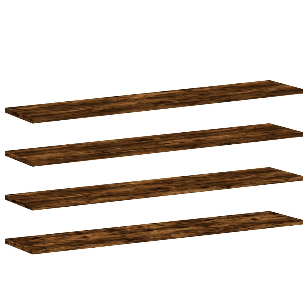 Mensole Parete 4pz Rovere Fumo 100x20x1,5 cm Legno Multistrato