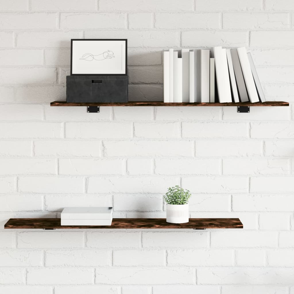 Mensole Parete 4pz Rovere Fumo 100x20x1,5 cm Legno Multistrato