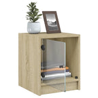 Comodini con Ante in Vetro 2pz Rovere Sonoma 35x37x42 cm