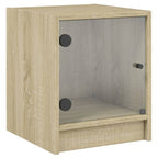 Comodini con Ante in Vetro 2pz Rovere Sonoma 35x37x42 cm