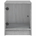 Comodino con Anta in Vetro Grigio Sonoma 35x37x42 cm
