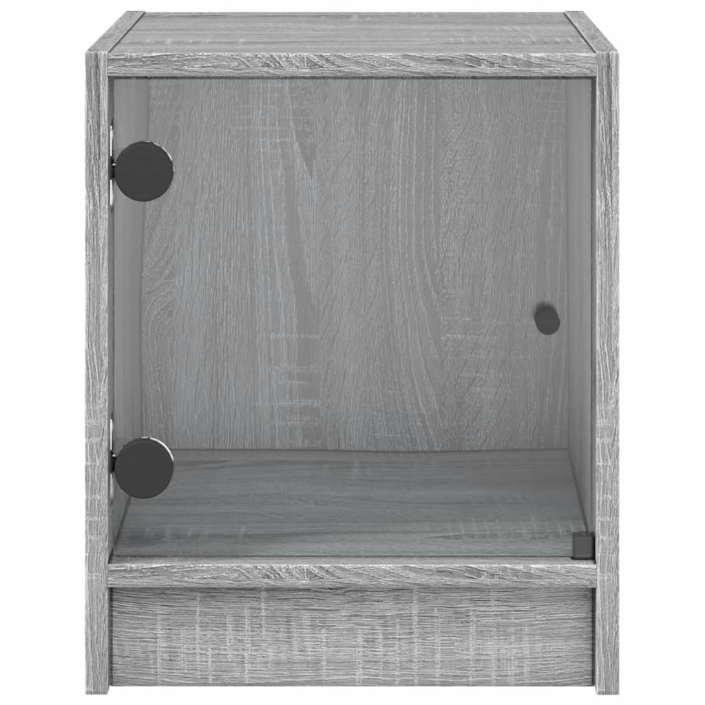 Comodino con Anta in Vetro Grigio Sonoma 35x37x42 cm