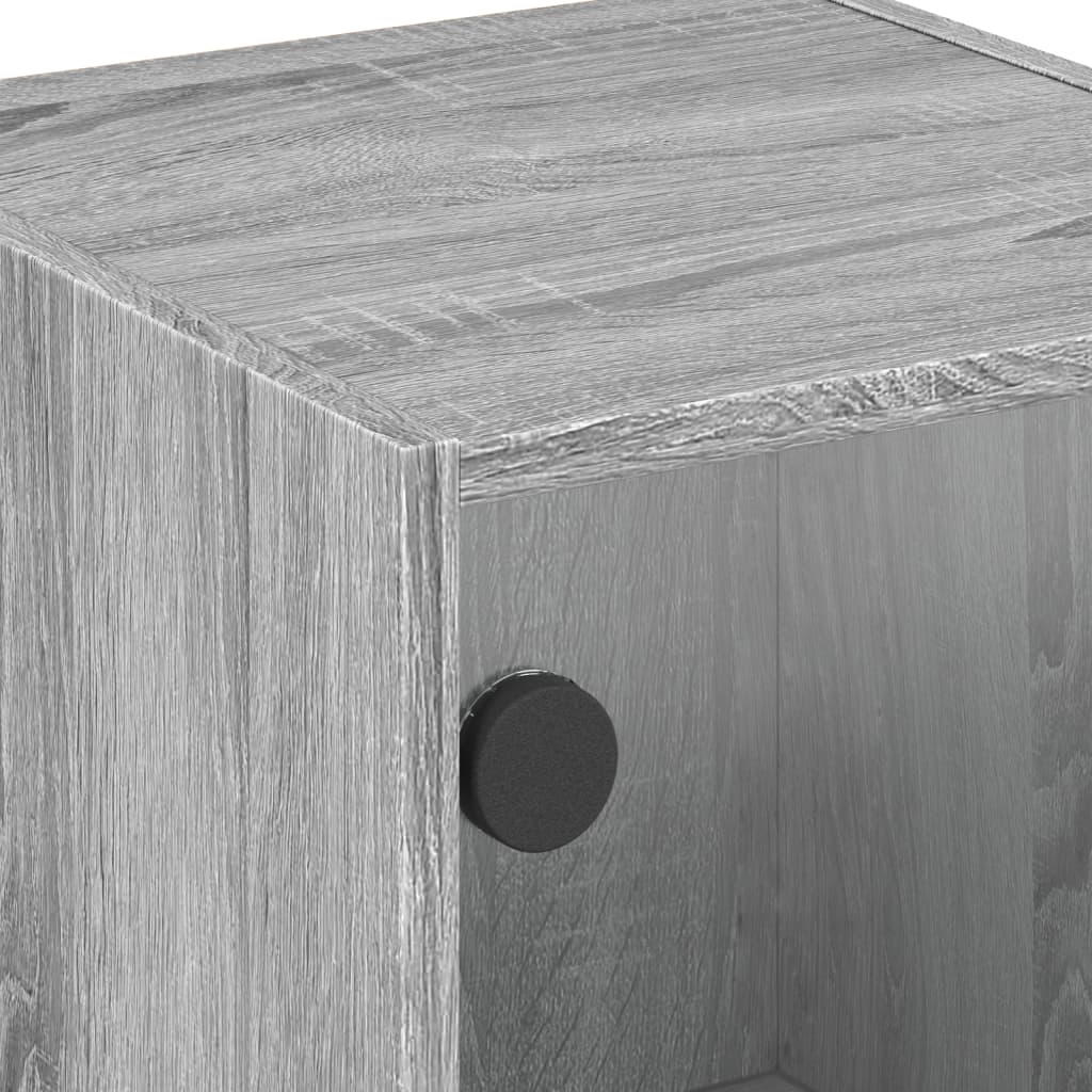 Comodino con Anta in Vetro Grigio Sonoma 35x37x42 cm