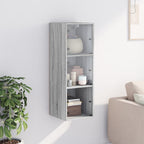 Mobile a Muro con Ante in Vetro Grigio Sonoma 35x37x100 cm