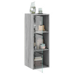 Mobile a Muro con Ante in Vetro Grigio Sonoma 35x37x100 cm