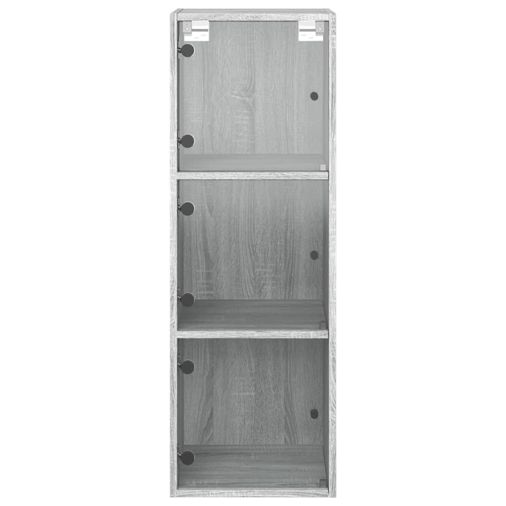Mobile a Muro con Ante in Vetro Grigio Sonoma 35x37x100 cm