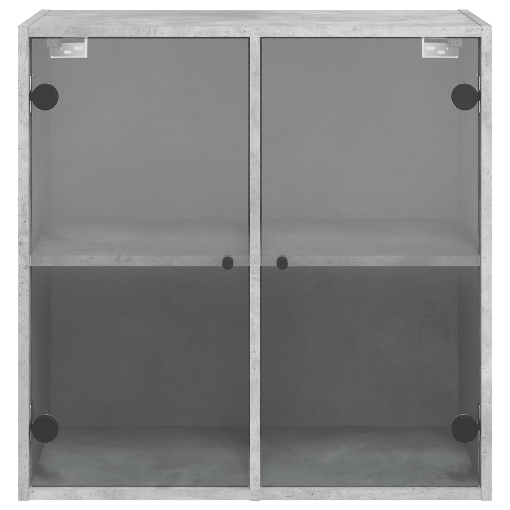 Mobile a Muro con Ante in Vetro Grigio Cemento 68x37x68,5 cm