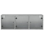 Mobile a Muro con Ante in Vetro Grigio Cemento 102x37x35 cm