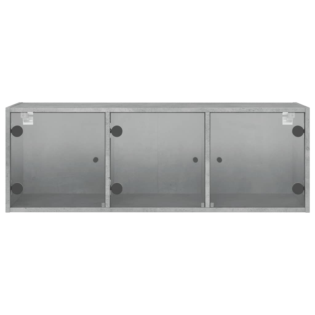 Mobile a Muro con Ante in Vetro Grigio Cemento 102x37x35 cm