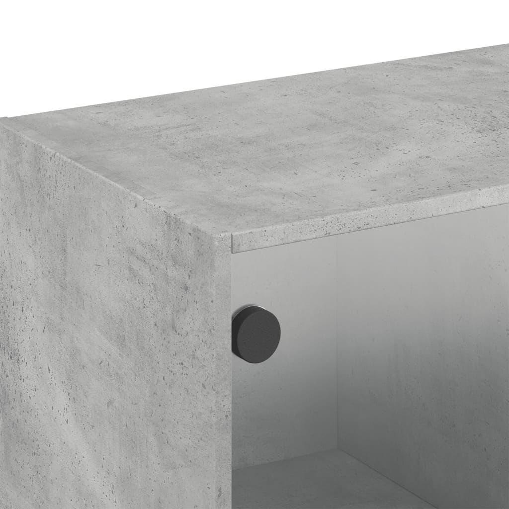 Mobile a Muro con Ante in Vetro Grigio Cemento 102x37x35 cm