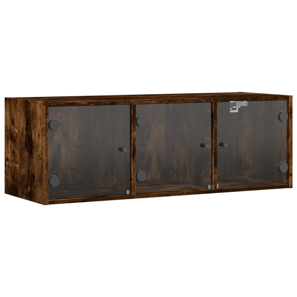 Mobile a Muro con Ante in Vetro Rovere Fumo 102x37x35 cm