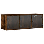 Mobile a Muro con Ante in Vetro Rovere Fumo 102x37x35 cm