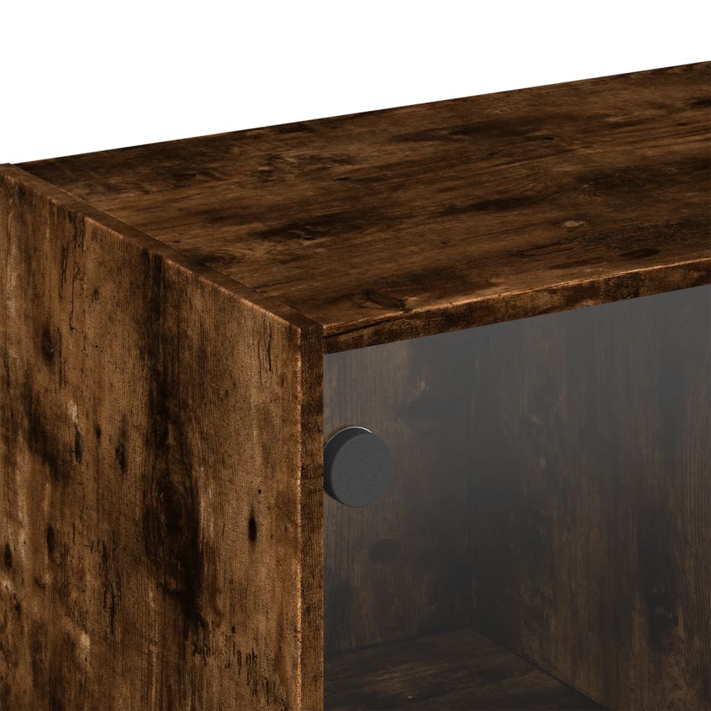 Mobile a Muro con Ante in Vetro Rovere Fumo 102x37x35 cm