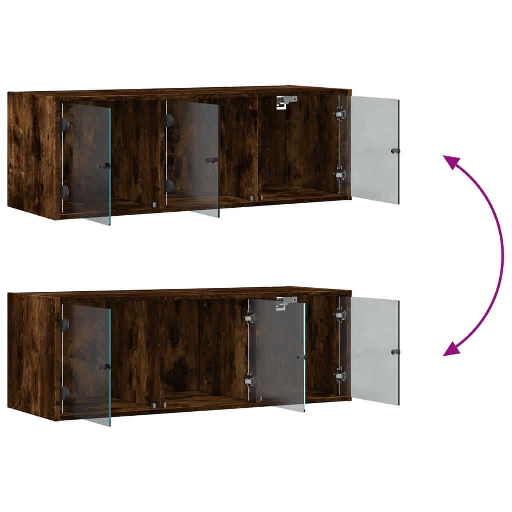 Mobile a Muro con Ante in Vetro Rovere Fumo 102x37x35 cm