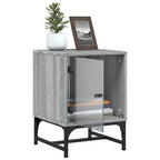 Comodini con Ante in Vetro 2pz Grigio Sonoma 35x37x50 cm