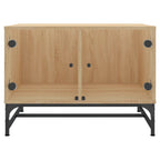 Tavolino Salotto con Ante in Vetro Rovere Sonoma 68,5x50x50 cm