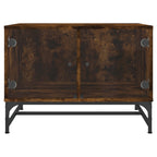 Tavolino da Salotto con Ante in Vetro Rovere Fumo 68,5x50x50 cm