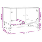 Tavolino da Salotto con Ante in Vetro Rovere Fumo 68,5x50x50 cm