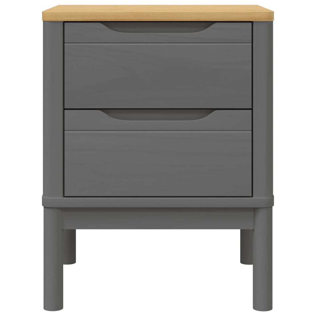Comodino FLORO Grigio 45x39x57 cm in Legno Massello di Pino