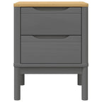 Comodino FLORO Grigio 45x39x57 cm in Legno Massello di Pino