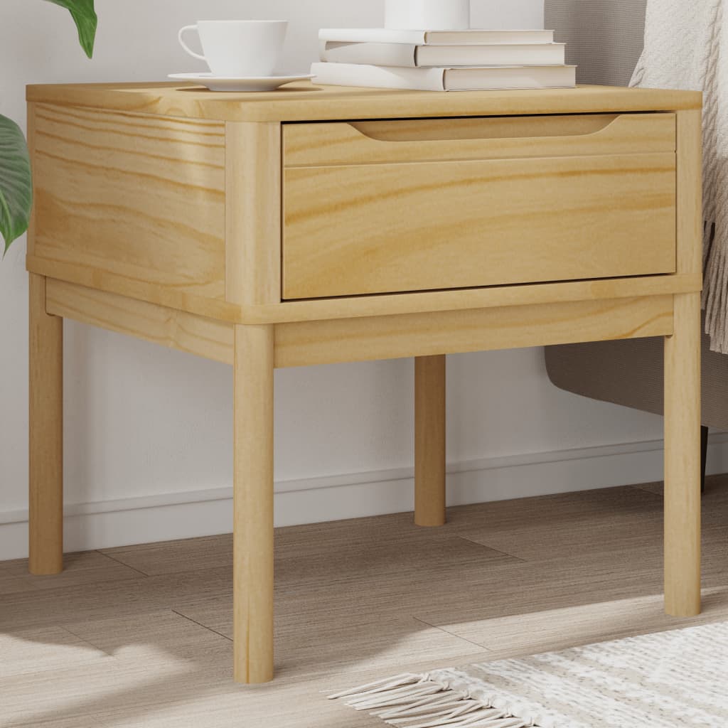 Tavolo per Lampada FLORO 55x55x54 cm Marrone Cera Legno di Pino