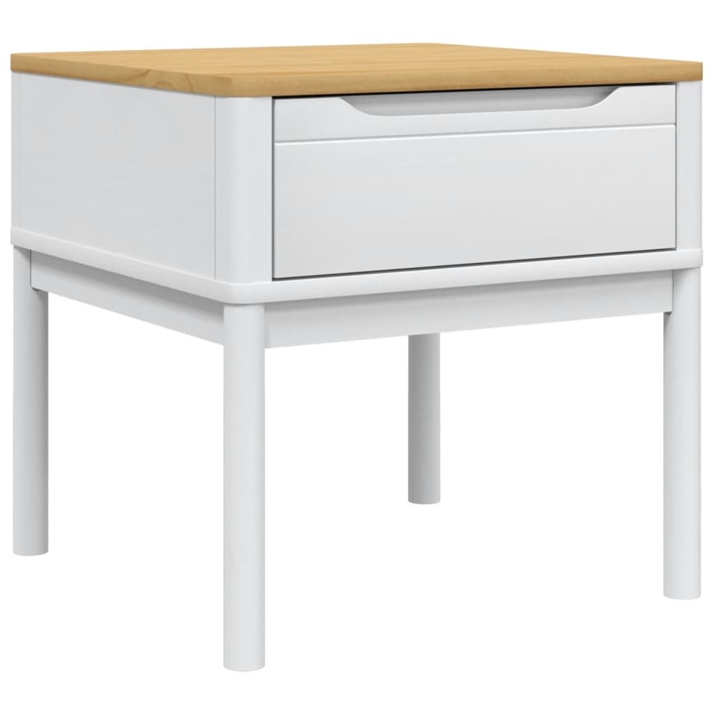 Tavolo per Lampada FLORO Bianco 55x55x54 cm Legno di Pino