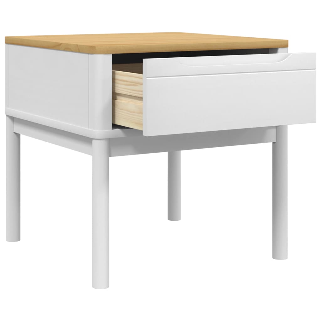 Tavolo per Lampada FLORO Bianco 55x55x54 cm Legno di Pino