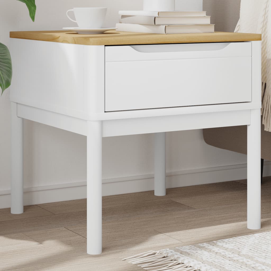 Tavolo per Lampada FLORO Bianco 55x55x54 cm Legno di Pino