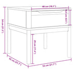 Tavolo per Lampada FLORO Grigio 55x55x54 cm Legno Massello Pino