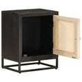 Comodino Nero 40x30x50 cm in Legno Massello di Mango e Ferro