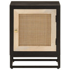 Comodino Nero 40x30x50 cm in Legno Massello di Mango e Ferro