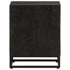 Comodino Nero 40x30x50 cm in Legno Massello di Mango e Ferro