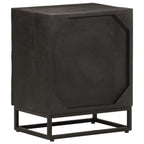 Comodino Nero 40x30x50 cm in Legno Massello di Mango e Ferro