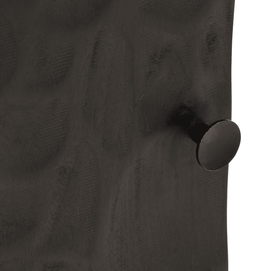 Comodino Nero 40x30x50 cm in Legno Massello di Mango e Ferro