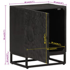 Comodino Nero 40x30x50 cm in Legno Massello di Mango e Ferro
