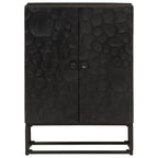 Credenza Nera 55x30x76 cm in Legno Massello di Mango e Ferro