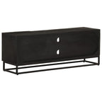 Mobile TV Nero 110x30x40 cm in Legno Massello di Mango e Ferro