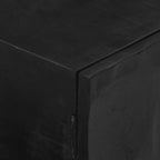Mobile TV Nero 110x30x40 cm in Legno Massello di Mango e Ferro