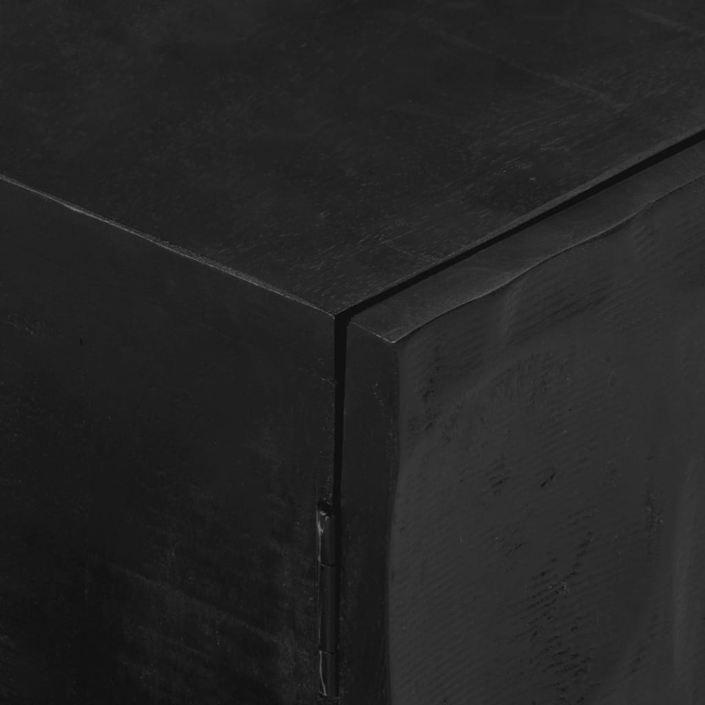 Mobile TV Nero 110x30x40 cm in Legno Massello di Mango e Ferro