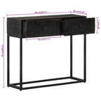 Tavolo Consolle Nero 90x30x76cm Legno Massello di Mango e Ferro