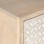 Comodino 40x30x50 cm in Legno Massello di Mango e Ferro