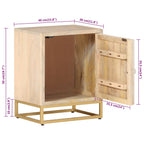Comodino 40x30x50 cm in Legno Massello di Mango e Ferro