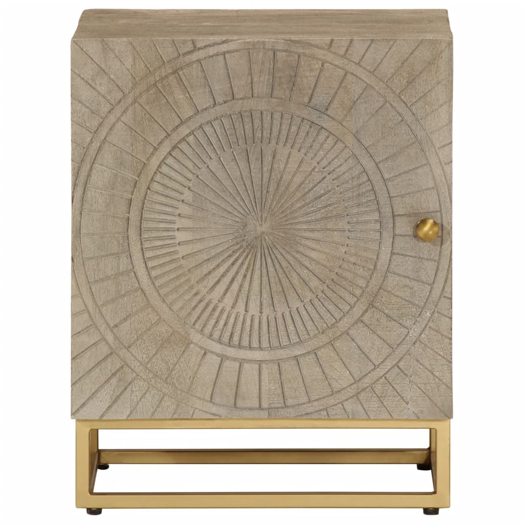 Comodino 40x30x50 cm in Legno Massello di Mango e Ferro