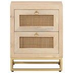 Comodino 40x30x50 cm in Legno Massello di Mango e Ferro