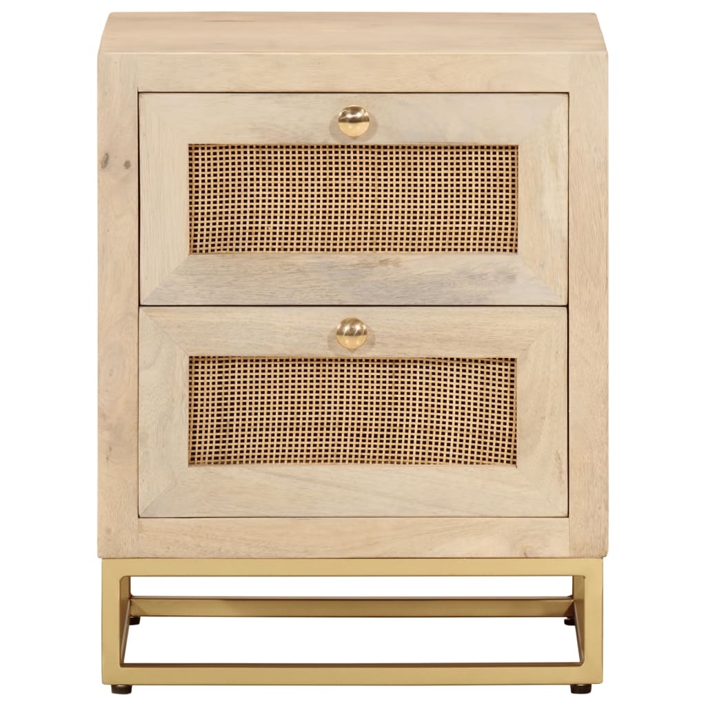 Comodino 40x30x50 cm in Legno Massello di Mango e Ferro