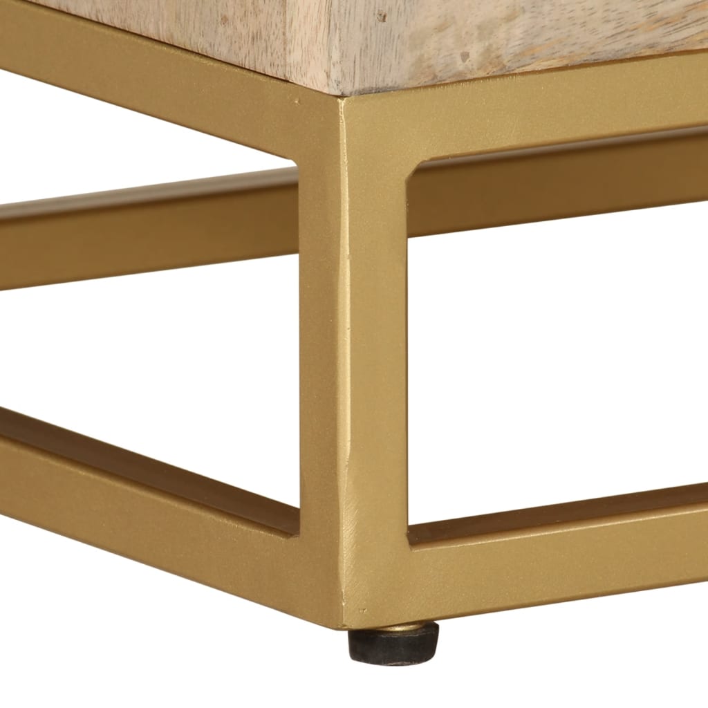 Comodino 40x30x50 cm in Legno Massello di Mango e Ferro