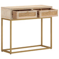 Tavolo Consolle 90x30x76 cm in Legno Massello di Mango e Ferro