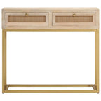 Tavolo Consolle 90x30x76 cm in Legno Massello di Mango e Ferro